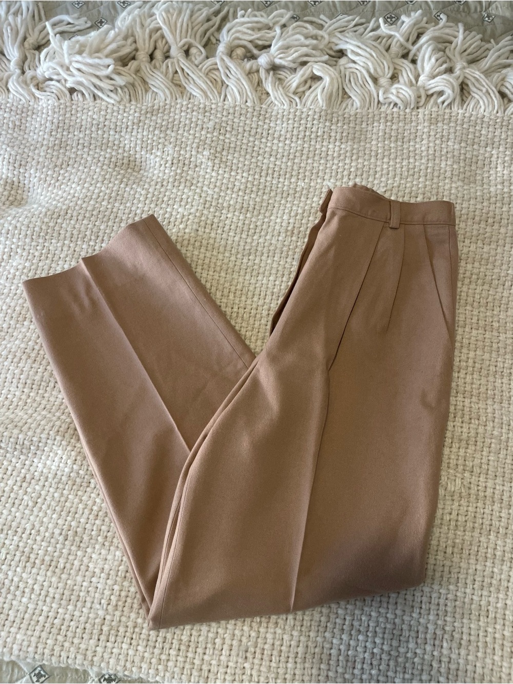 Pendleton High-Rise Camel Pleated Wool Trousers - Picture 9 of 9